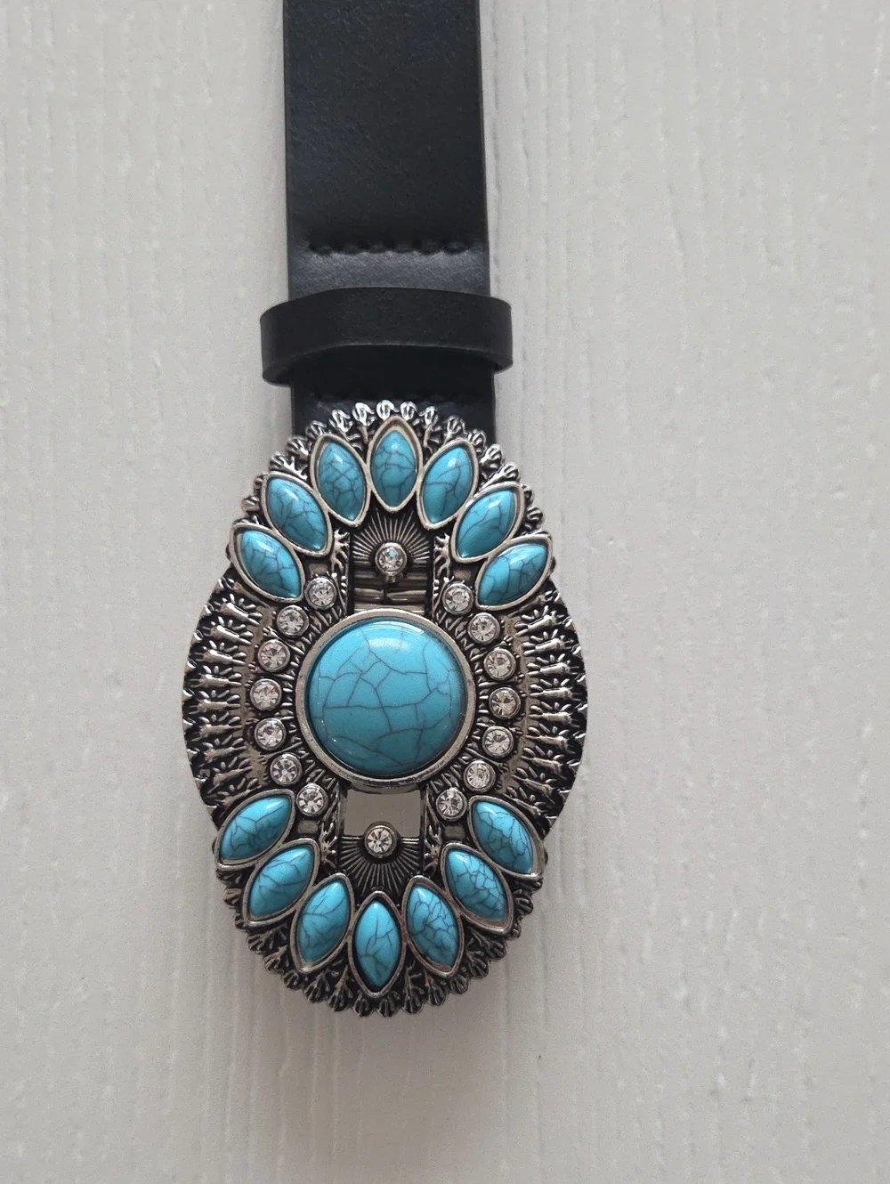 Black Belt With Turquoise Decor